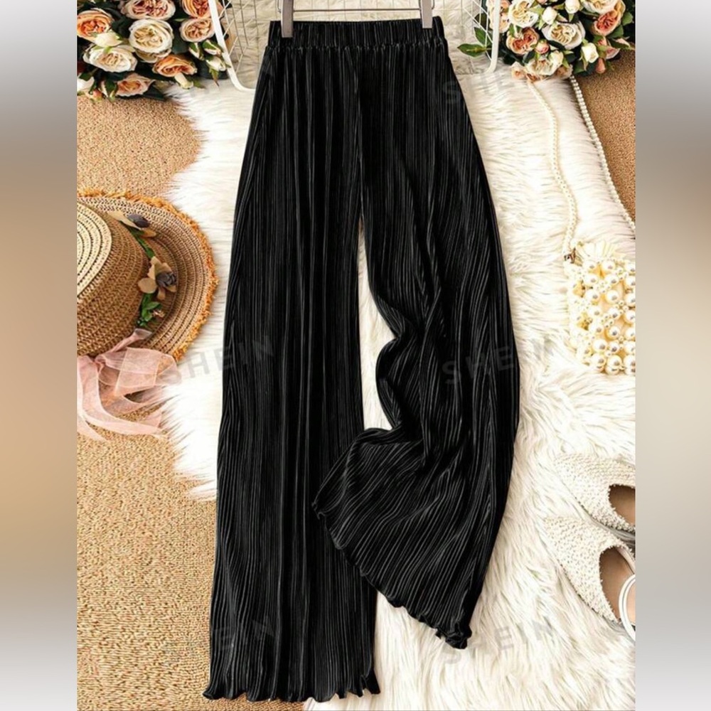 Crinkle satin pant